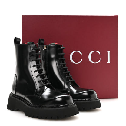 Gucci Spice Lux Nappa Web Combat Boots 37 Black 9 of 9