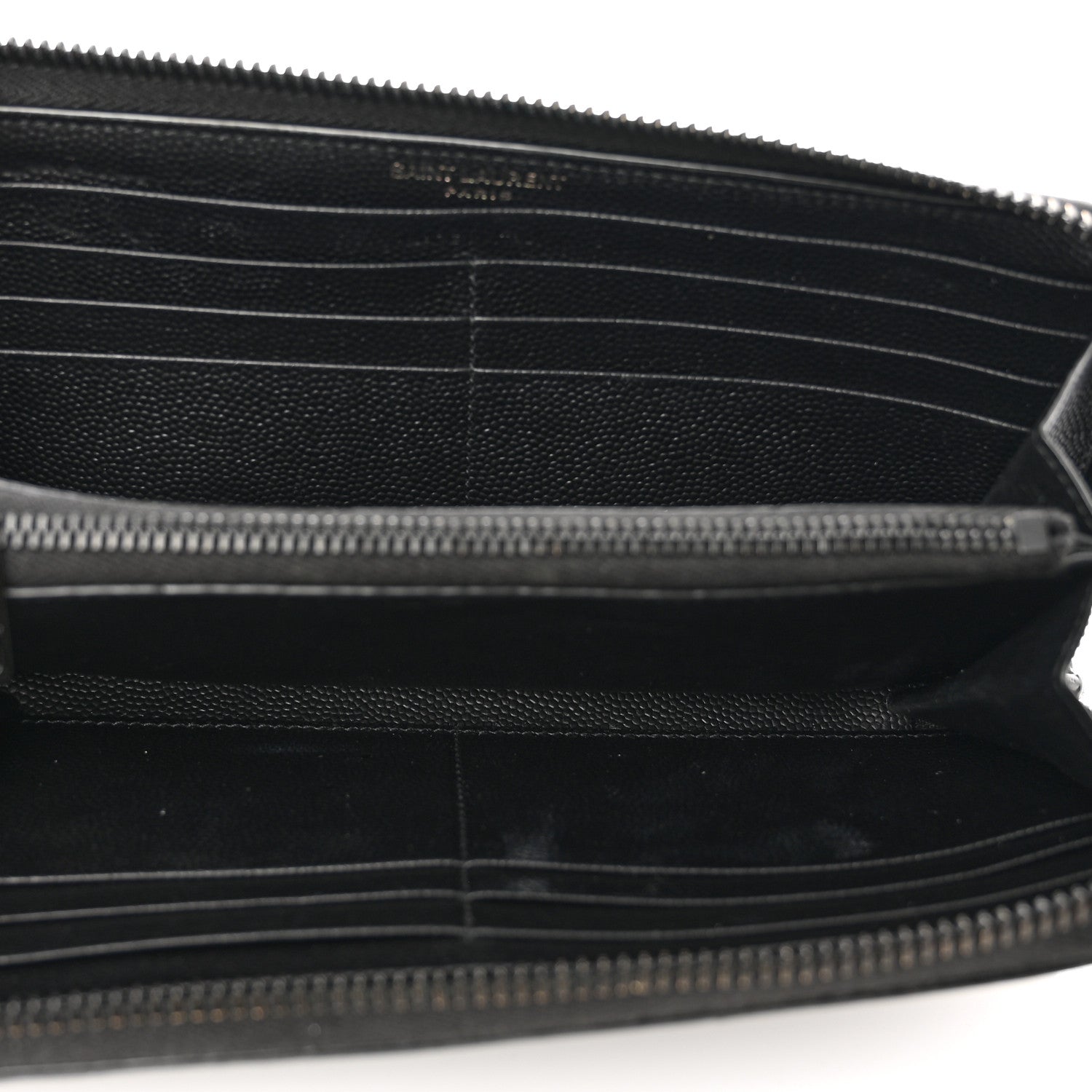 Saint Laurent Grain De Poudre Matelasse Chevron Monogram Monochrome Zip Around Wallet Black 5 of 10