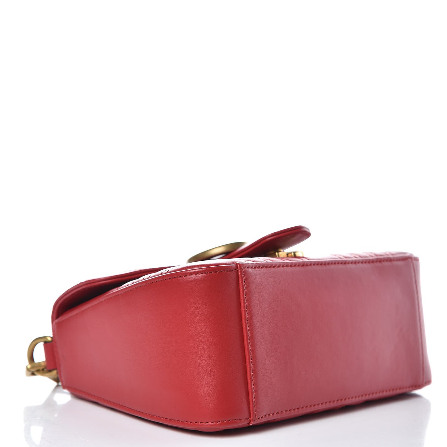 Calfskin Matelasse Mini GG Marmont Top Handle Shoulder Bag Hibiscus Red