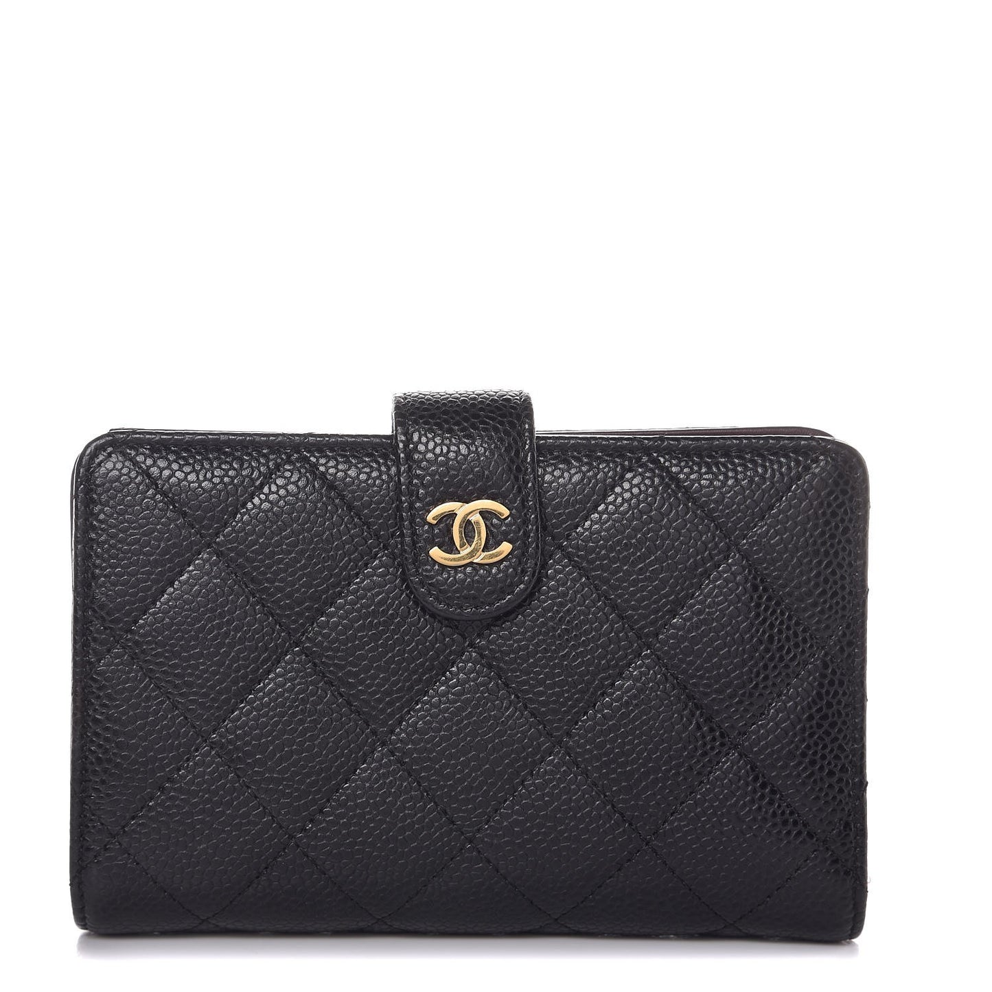 Caviar Quilted Zipped Pocket Wallet Black