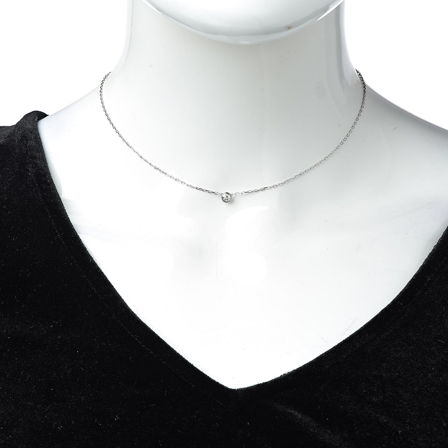 Cartier 18K White Gold Diamond SM D'Amour Pendant Necklace 2 of 5