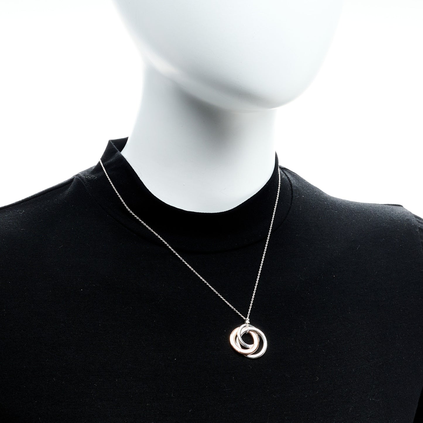 Sterling Silver Rubedo Small Interlocking Circles Pendant Necklace