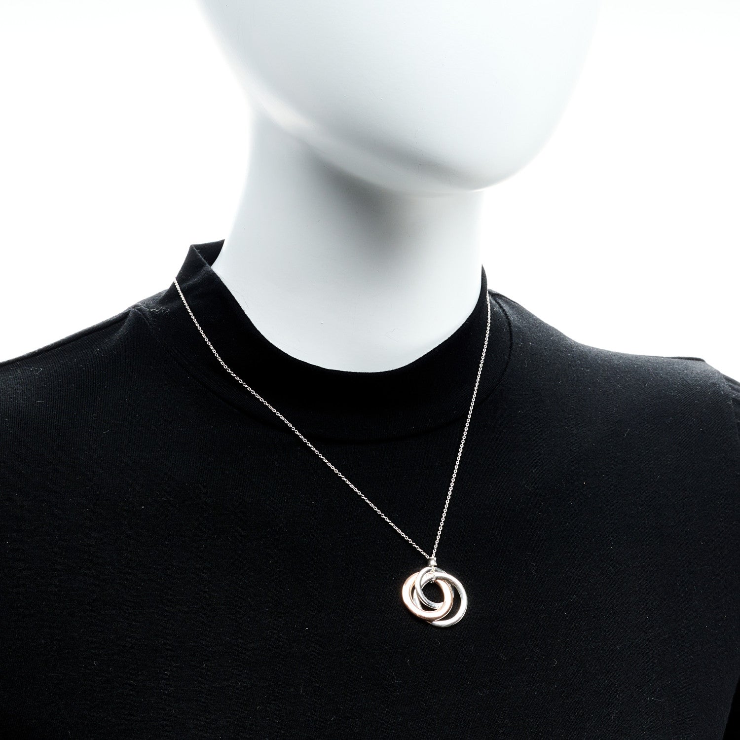 Tiffany Sterling Silver Rubedo Small Interlocking Circles Pendant Necklace 2 of 5