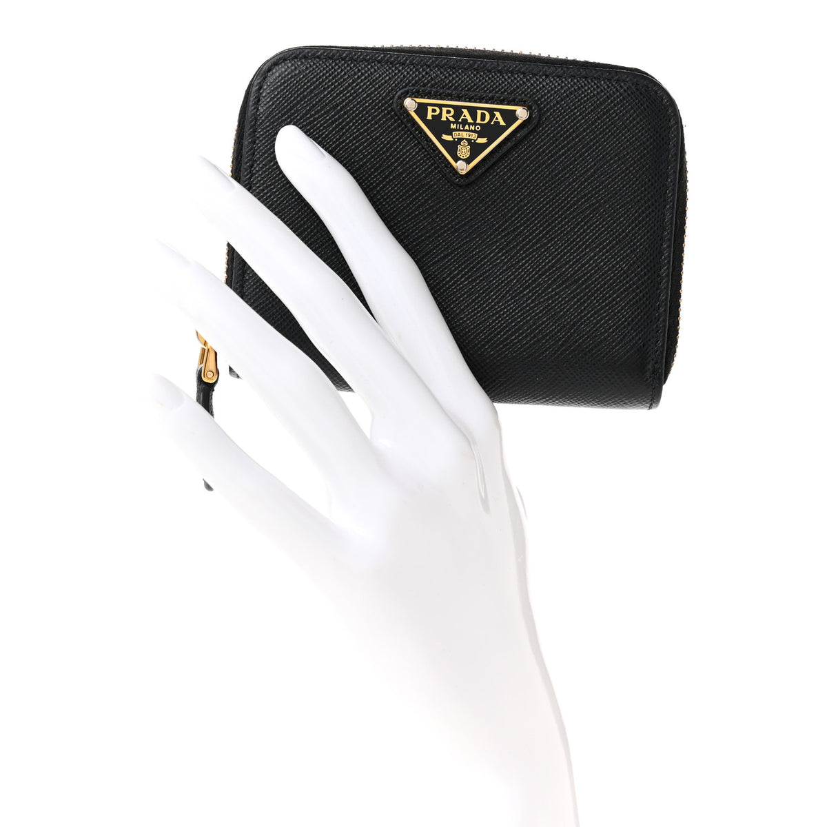 Prada Vitello Move Triangle Logo Zip Coin Purse Black 2 of 7