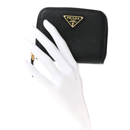 Prada Vitello Move Triangle Logo Zip Coin Purse Black 2 of 7