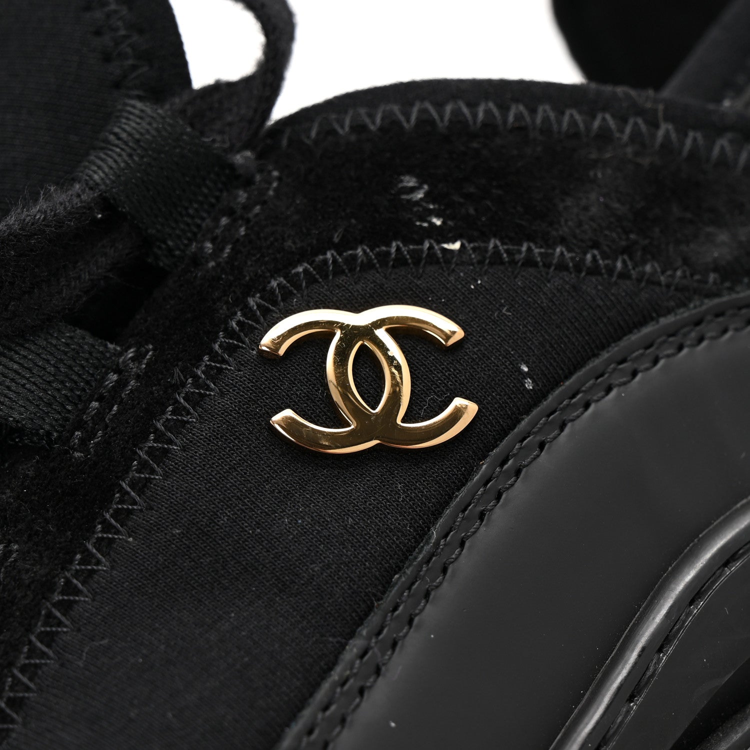 Chanel Velvet Calfskin Mixed Fibers CC Sneakers 36 Black 10 of 12