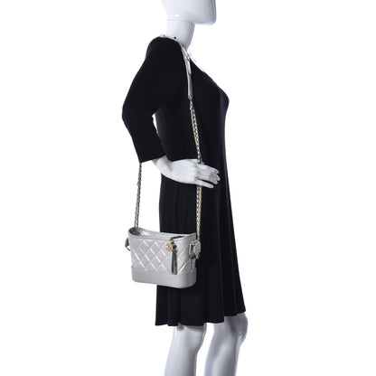 Chanel Metallic Aged Calfskin Quilted Small Gabrielle Hobo Light Silver 2 of 11