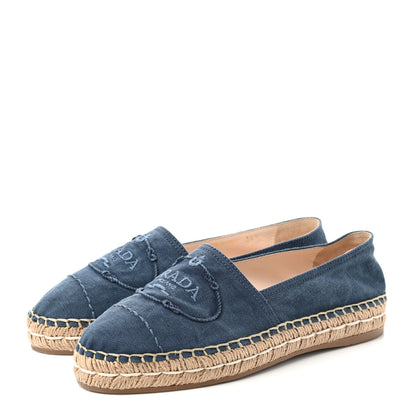 Prada Denim Logo Espadrilles 36.5 Blue 3 of 10