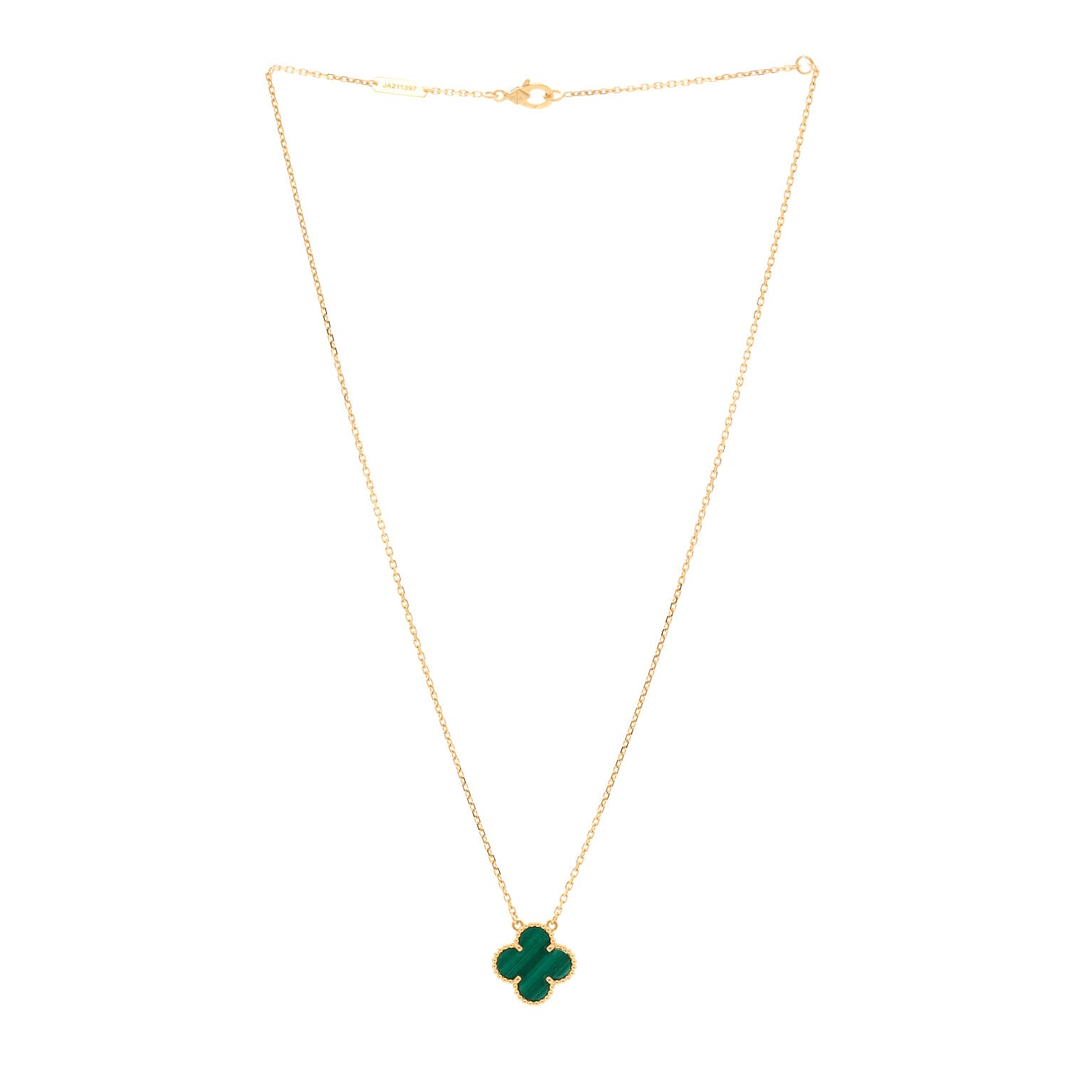Van Cleef & Arpels 18K Yellow Gold Malachite Vintage Alhambra Pendant Necklace 3 of 4