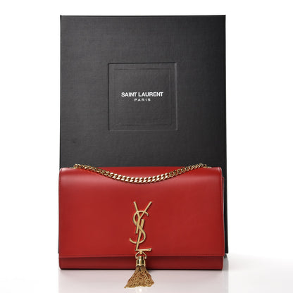 Saint Laurent Smooth Calfskin Medium Classic Monogram Kate Tassel Satchel Lipstick Red 8 of 8