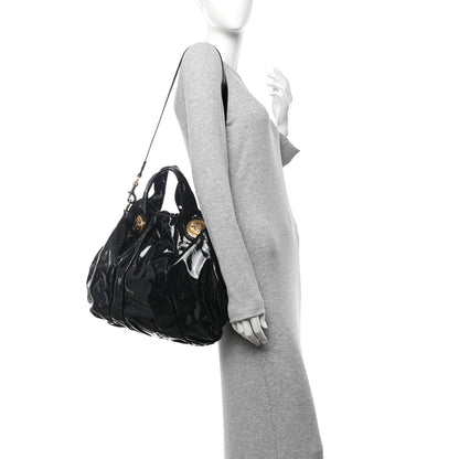 Gucci Patent Large Hysteria Top Handle Bag  Black 2 of 13