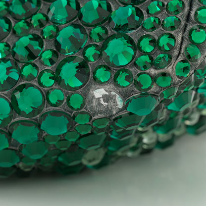Jimmy Choo Satin Hotfix Crystal Embellished Bon Bon Bucket Bag Green Silver 15 of 15