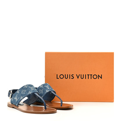 Louis Vuitton Monogram Denim Starboard Flat Thong Sandal 38 Blue 12 of 12