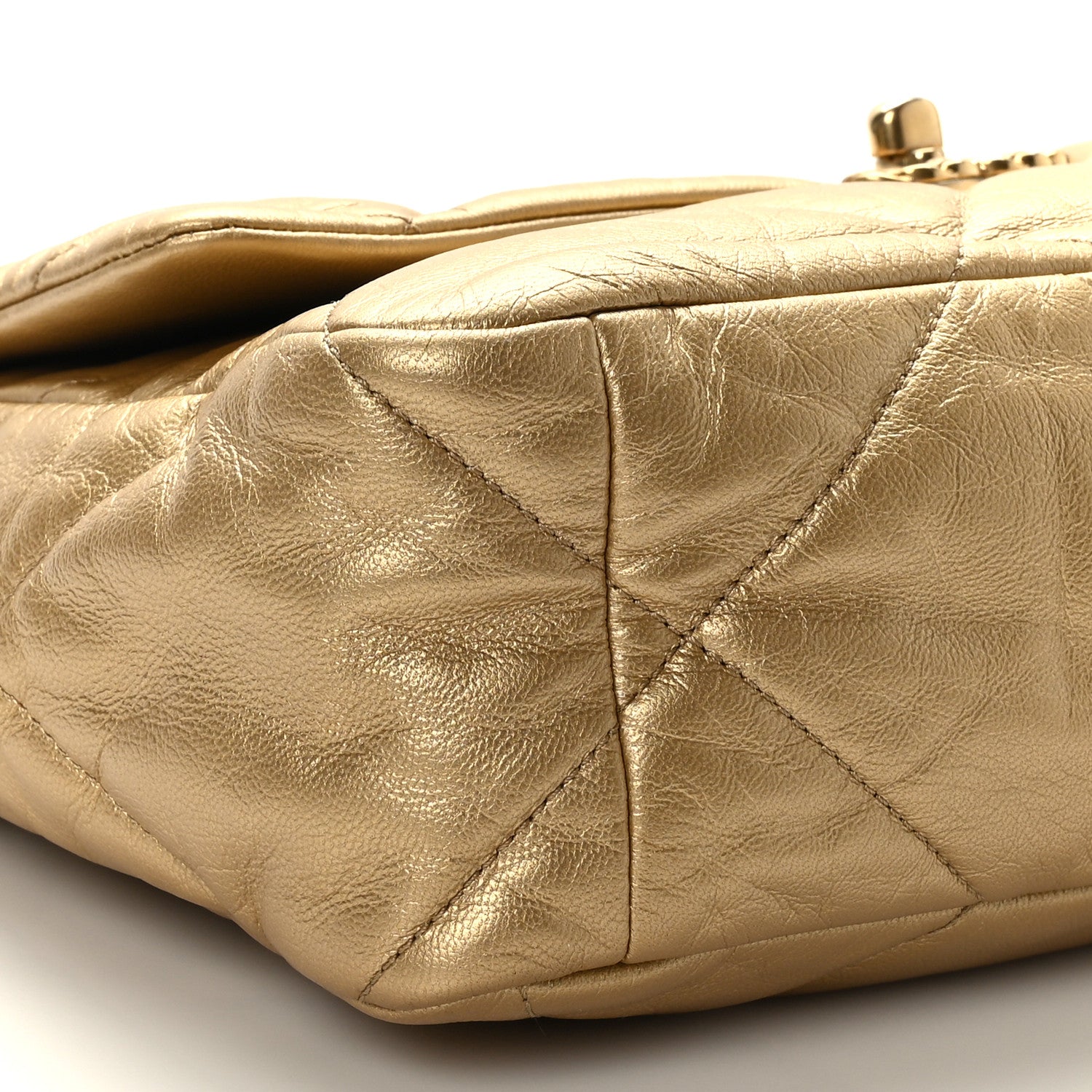 Chanel Metallic Goatskin Quilted Large Chanel 19 Flap Gold 8 of 9