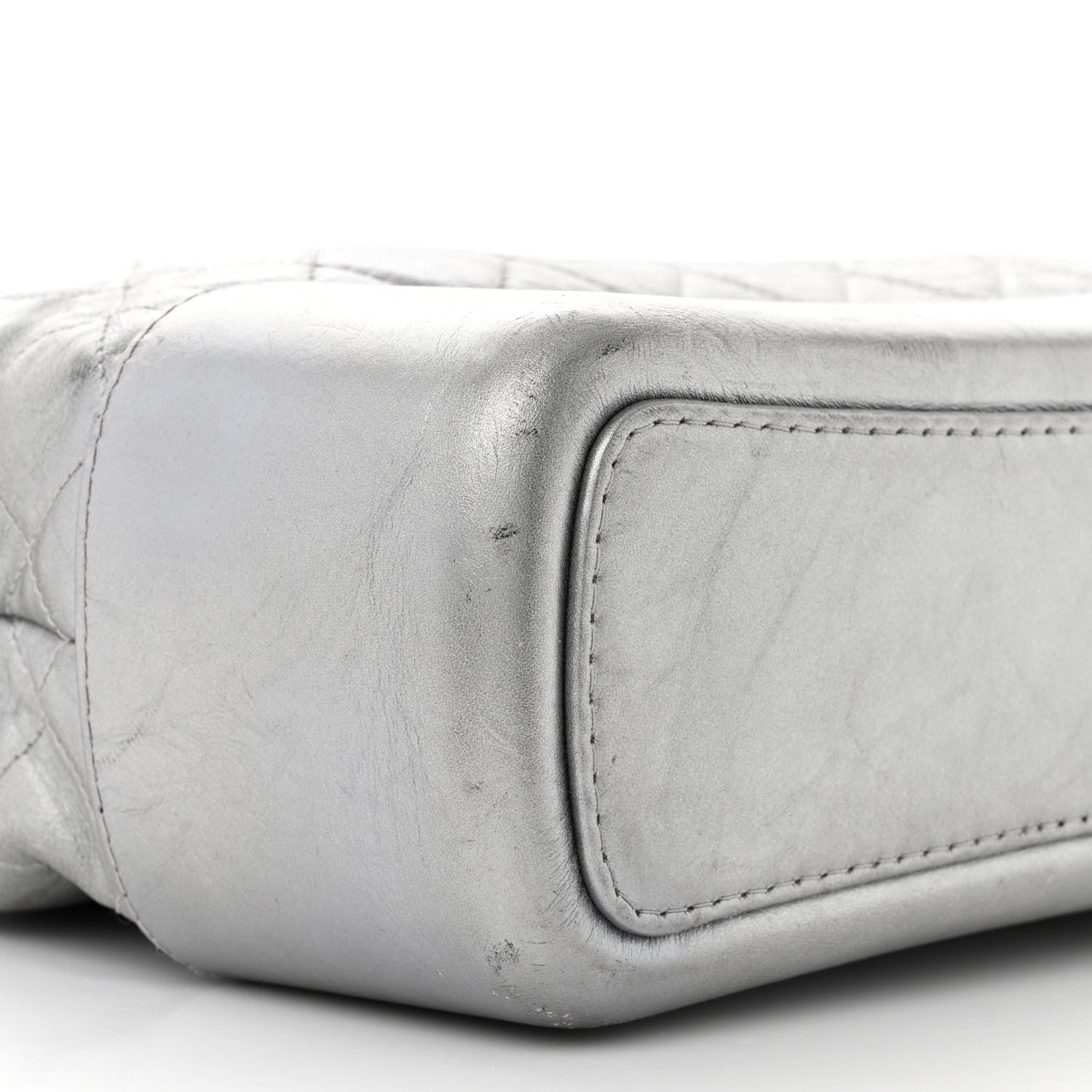 Chanel Metallic Aged Calfskin Quilted Large Gabrielle Hobo Silver 9 of 17