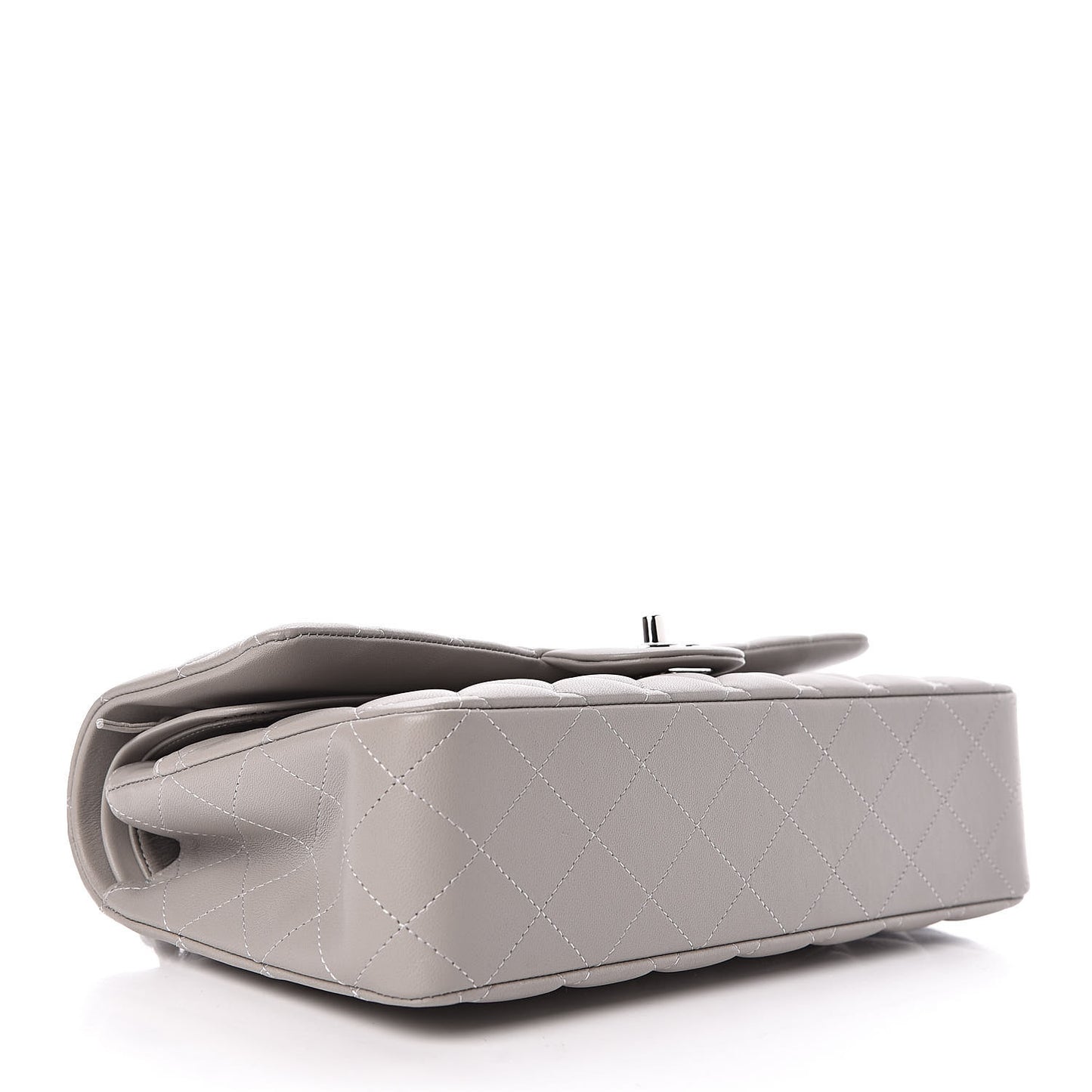 Lambskin Quilted Medium Double Flap Grey
