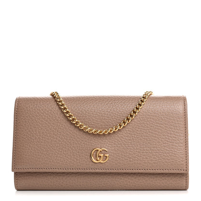 Gucci Dollar Calfskin Petite GG Marmont Wallet Chain Bag Porcelain Rose 1 of 10