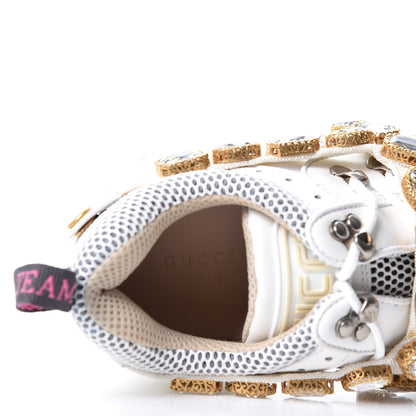 Gucci X SEGA Mesh Calfskin Suede Removable Crystals Womens Flashtrek Sneakers 39 Great White 8 of 11