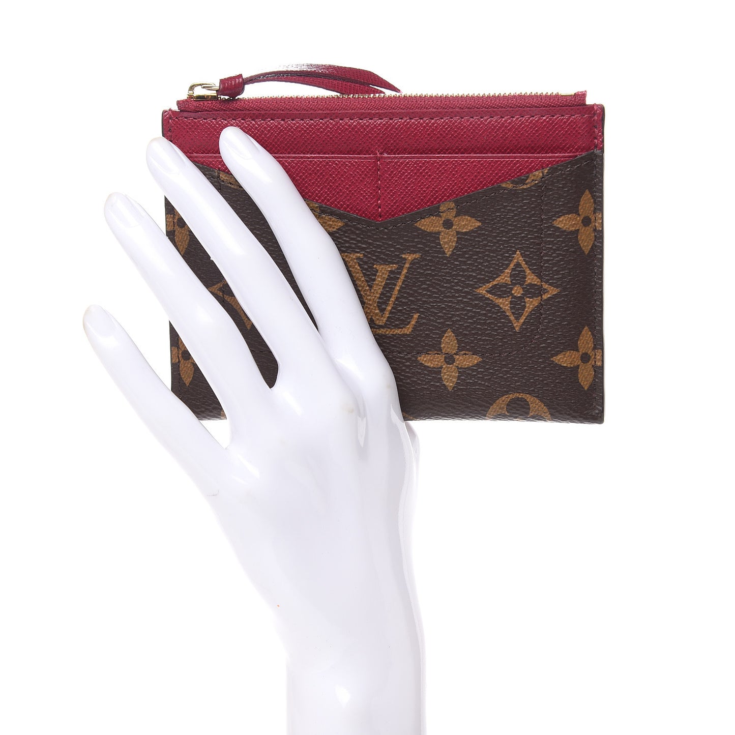Monogram Zipped Card Holder Fuchsia