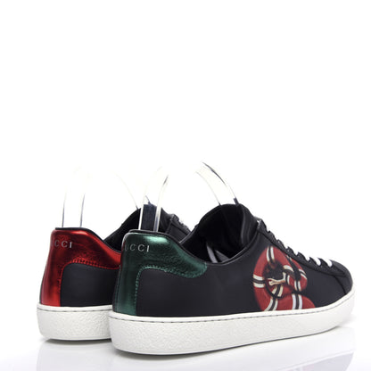 Gucci Calfskin Kingsnake Mens Ace Sneakers 9.5 Black Multicolor 3 of 9