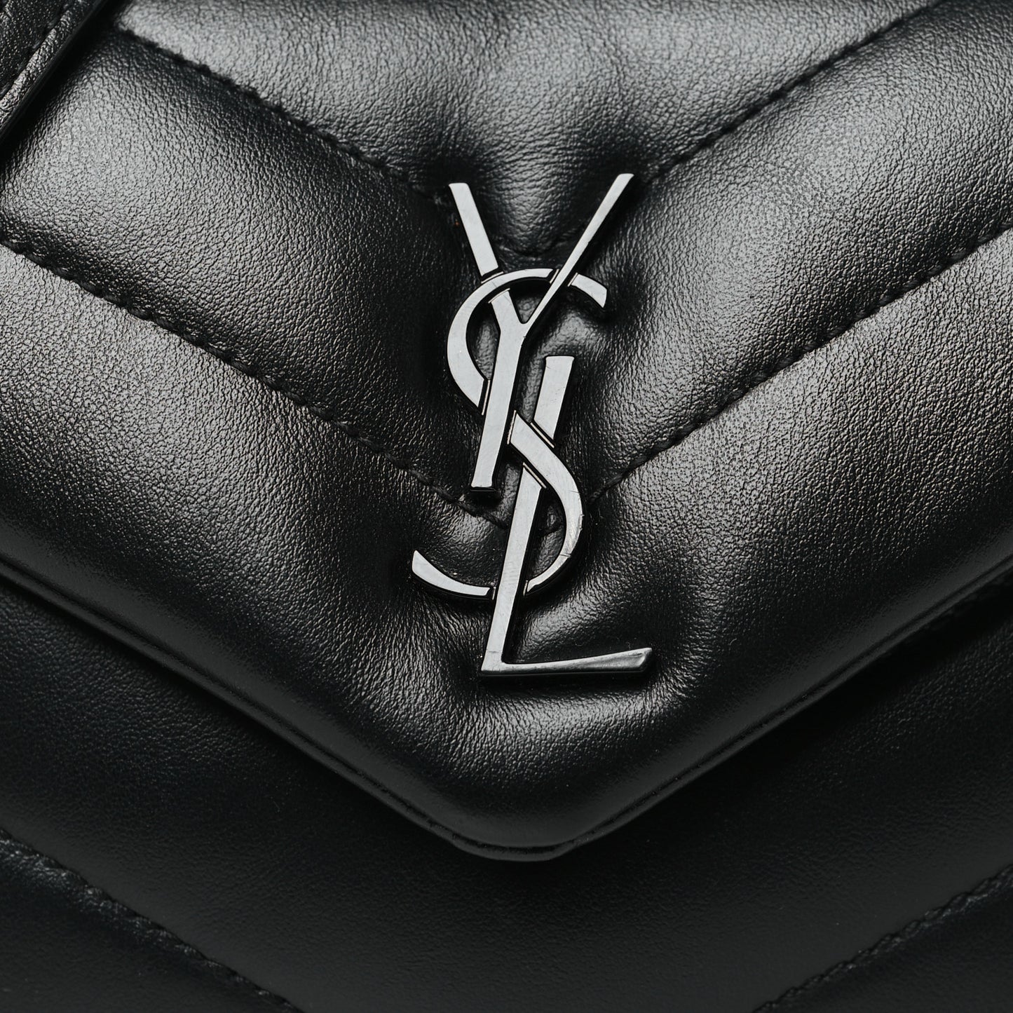 Calfskin Y Quilted Monogram Monochrome Toy Loulou Crossbody Bag Black
