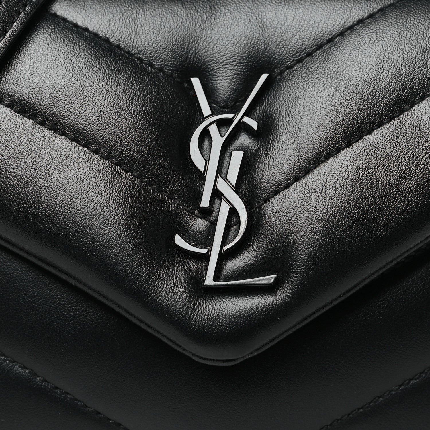 Saint Laurent Calfskin Y Quilted Monogram Monochrome Toy Loulou Crossbody Bag Black 8 of 11