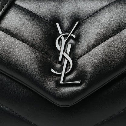 Saint Laurent Calfskin Y Quilted Monogram Monochrome Toy Loulou Crossbody Bag Black 8 of 11