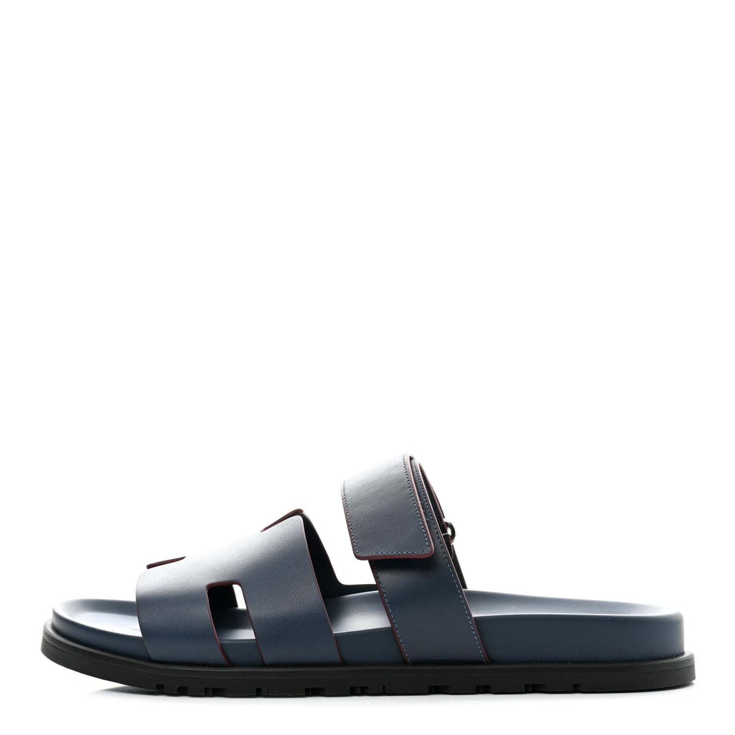 Hermes Calfskin Mens Chypre Sandals 43.5 Bleu Celeste Bordeaux 1 of 8