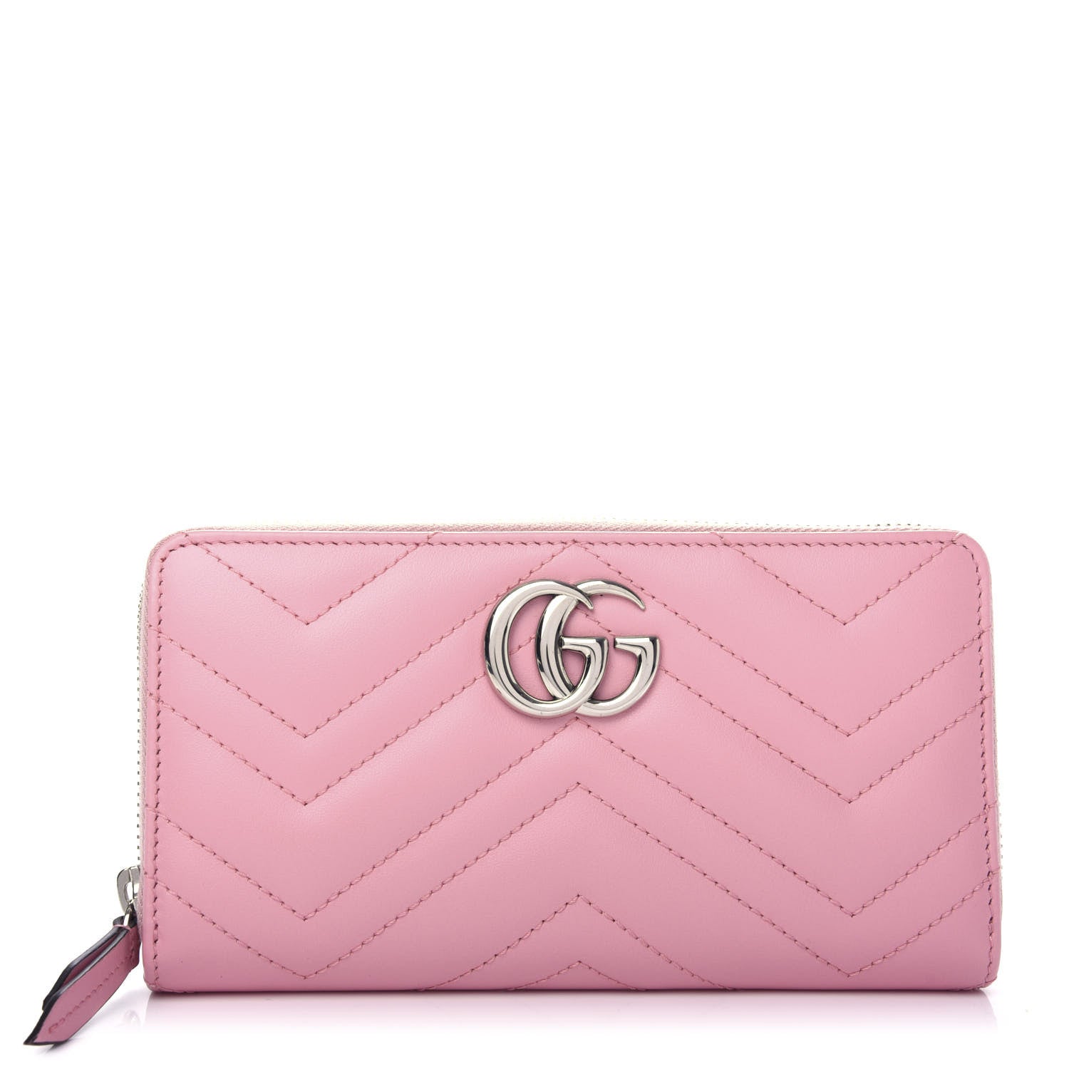 Gucci Calfskin Matelasse GG Marmont Zip Around Wallet Wild Rose 1 of 7