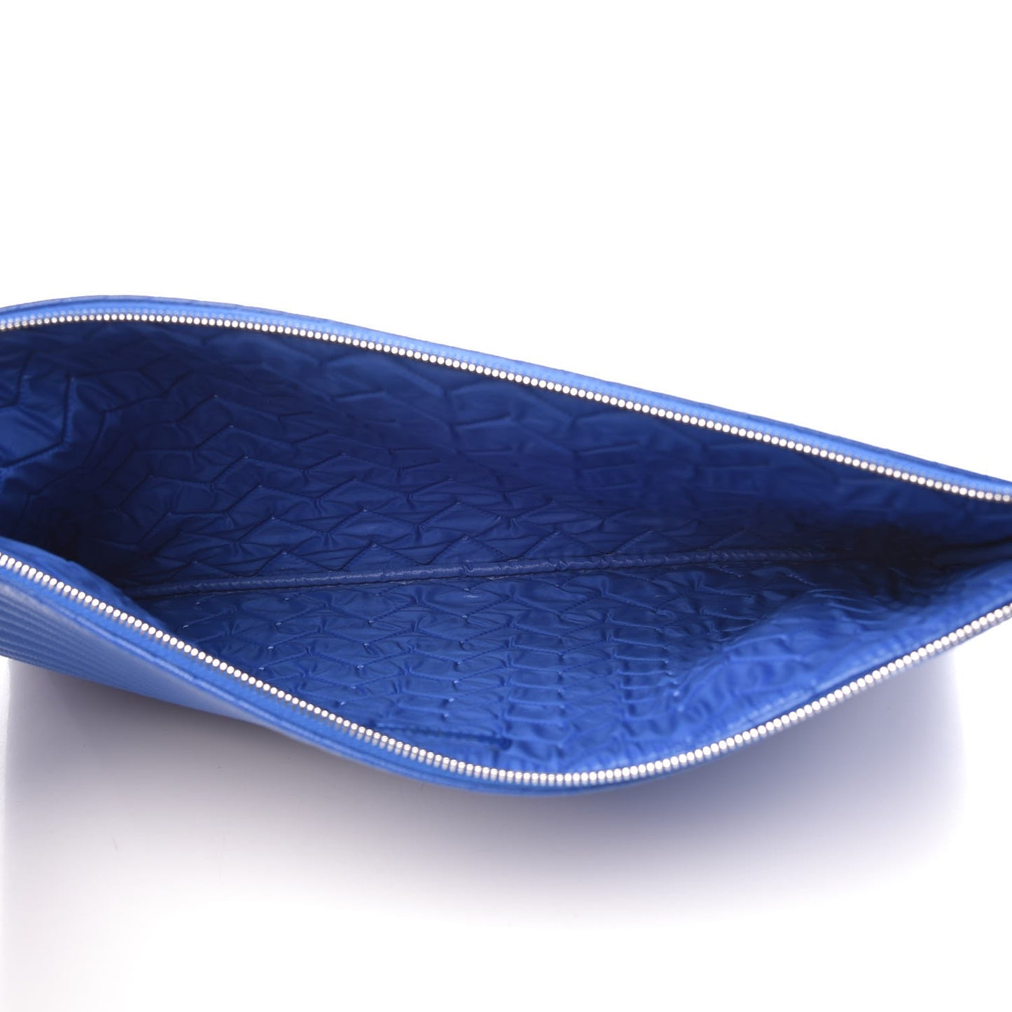 Caviar Chevron Quilted Large Cosmetic Case Bright Blue