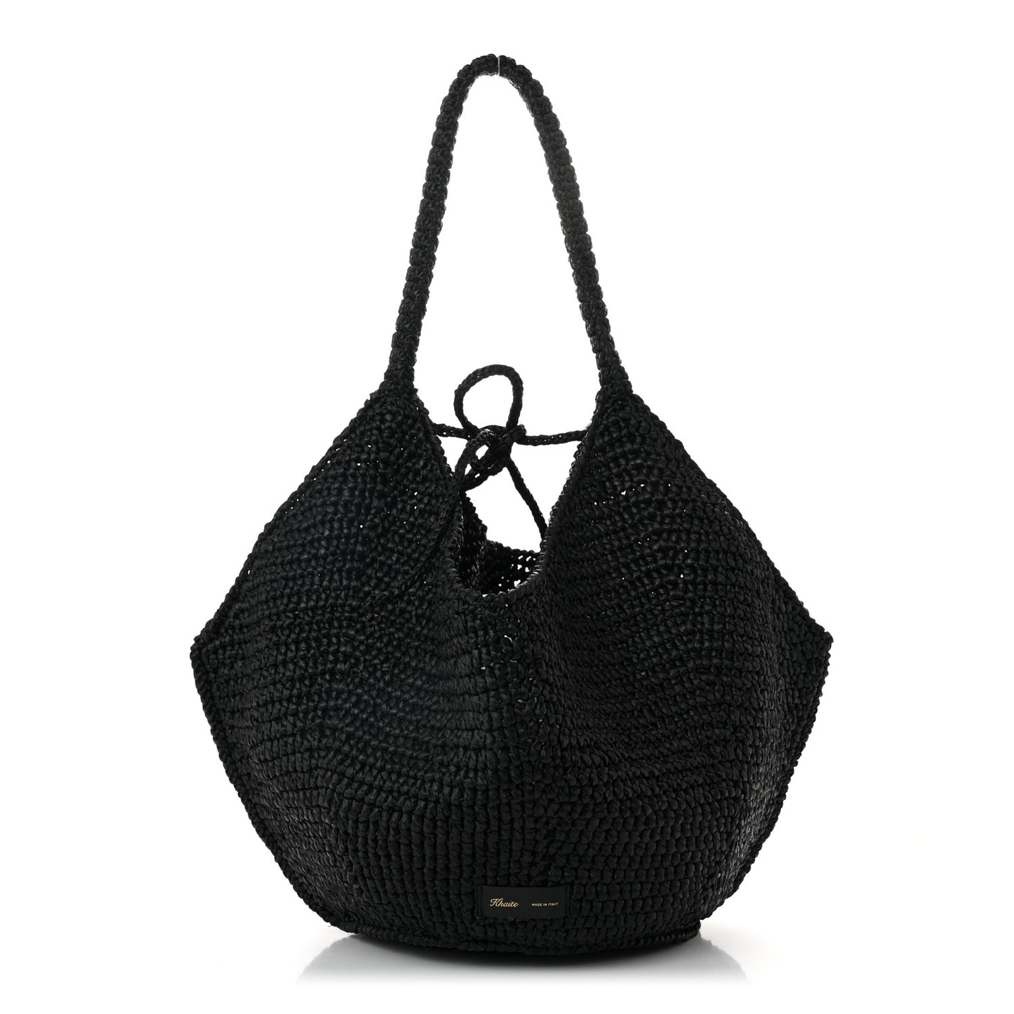 Raffia Medium Lotus Tote Black