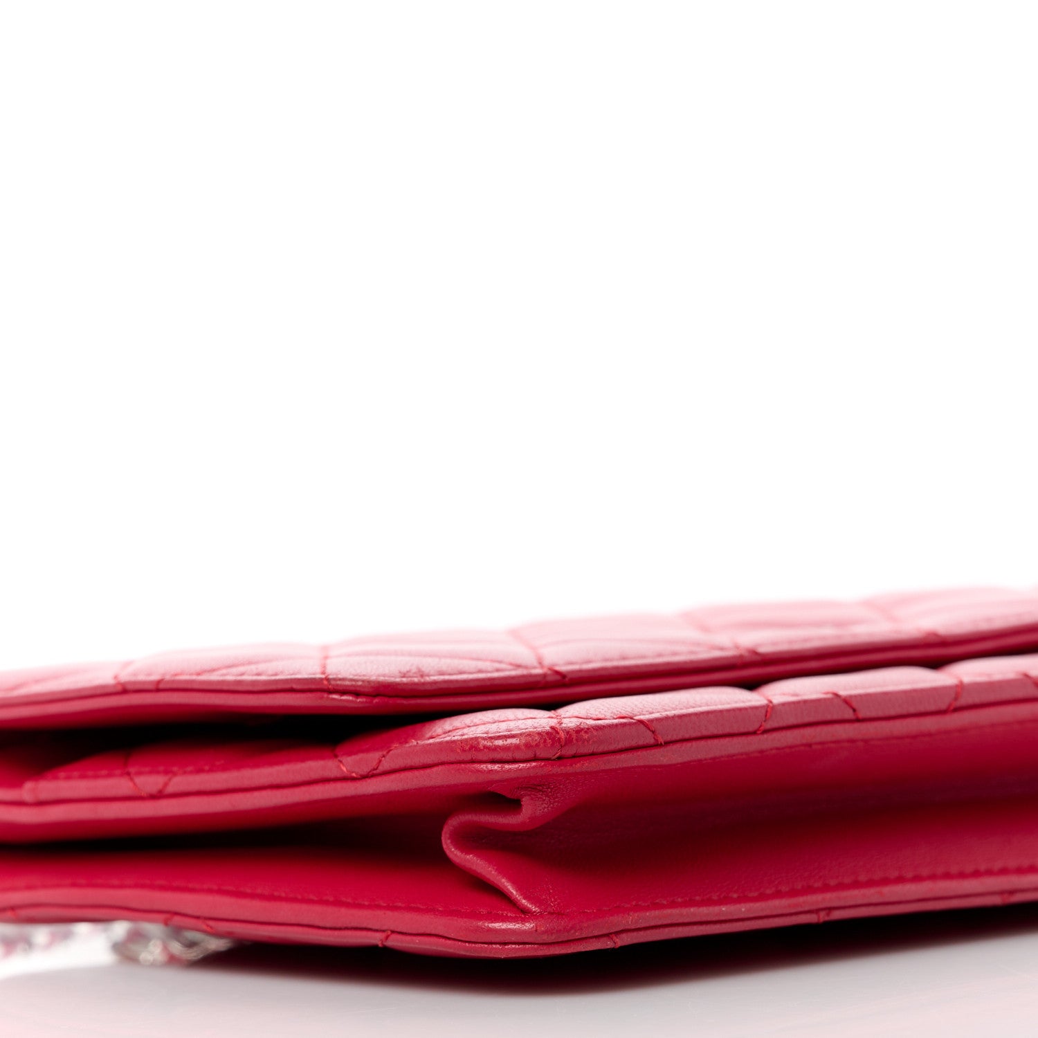 Chanel Lambskin Quilted Wallet On Chain WOC Dark Pink 10 of 12