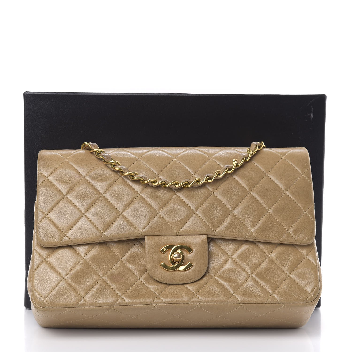 Chanel Lambskin Quilted Medium Double Flap Beige 22 of 22