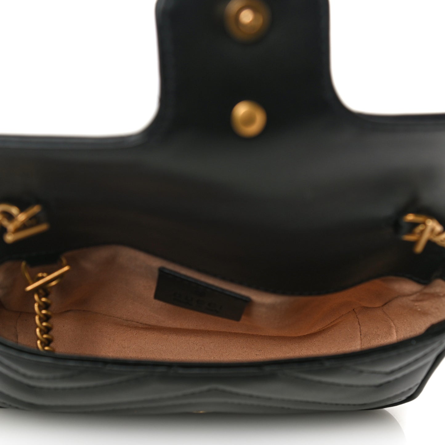 Calfskin Matelasse Super Mini GG Marmont Shoulder Bag Black