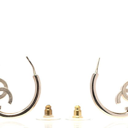 Chanel Metal Textured CC Hoop Earrings Gold 3 of 6