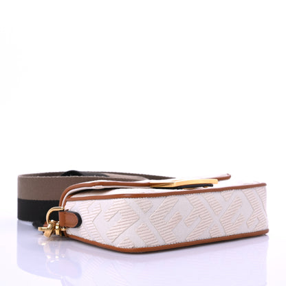 Fendi Canvas Vitello King Bi-Color Strap FF Embroidered Mini Baguette Grezzo Brandy Cuoio 4 of 12