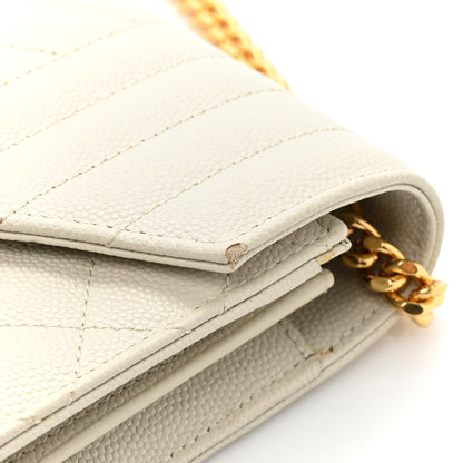 Saint Laurent Grain De Poudre Mixed Matelasse Triquilt Monogram Chain Wallet Blanc Vintage 13 of 15