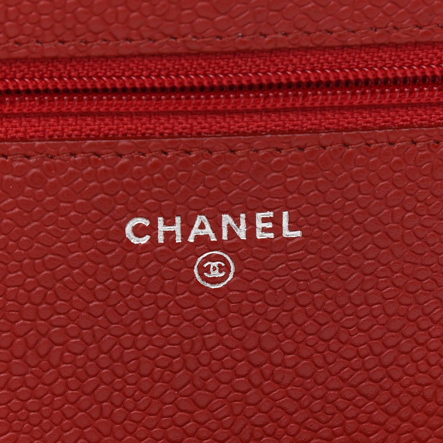 Chanel Caviar Quilted Wallet On Chain WOC Red 6 of 10