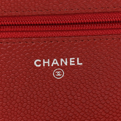 Chanel Caviar Quilted Wallet On Chain WOC Red 6 of 10