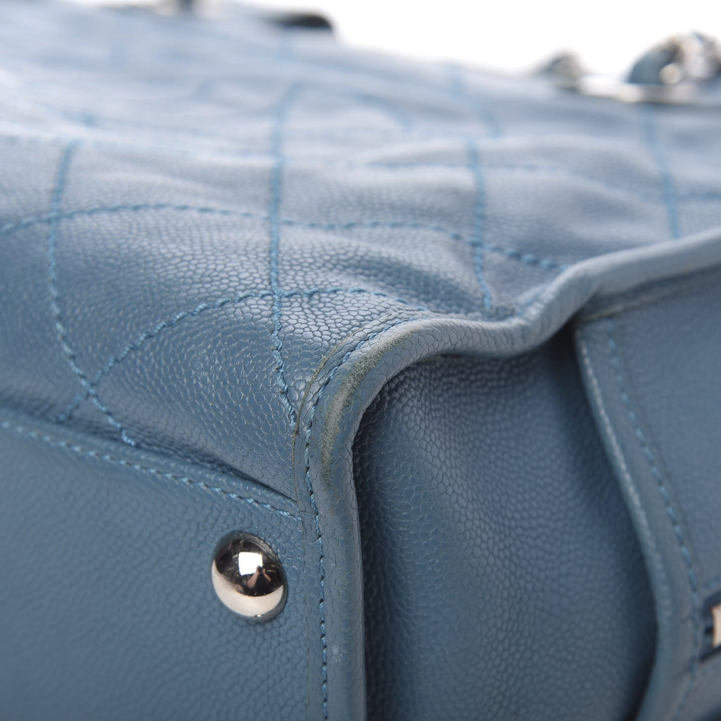 Caviar Quilted Deauville Bowling Bag Blue