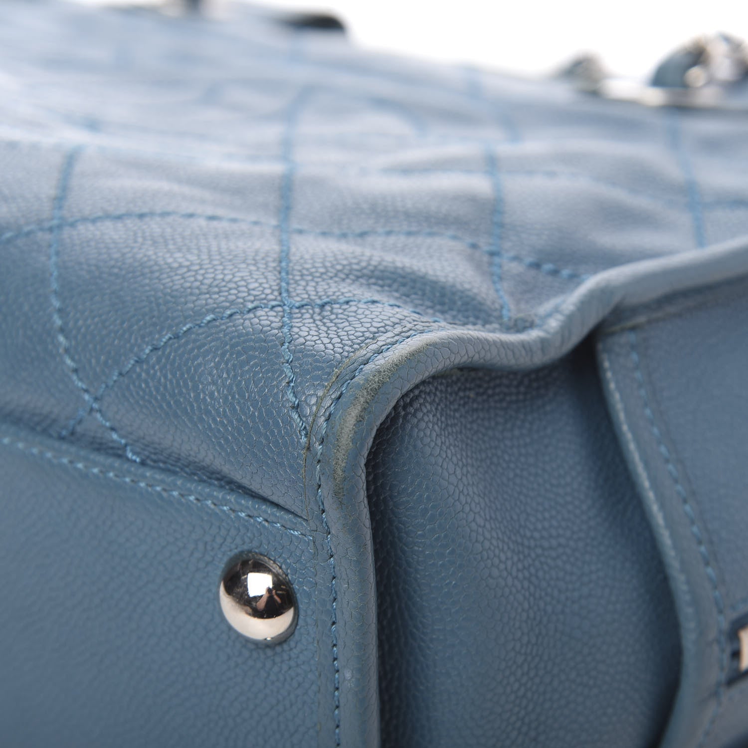 Chanel Caviar Quilted Deauville Bowling Bag Blue 10 of 12