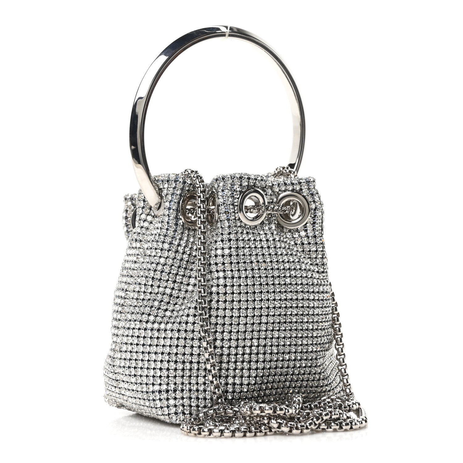 Jimmy Choo Satin Crystal Embellished Micro Bon Bon Bag Silver 3 of 9