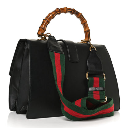 Gucci Calfskin Bamboo Web Large Dionysus Top Handle Bag Black Bright Evergreen Hibiscus Red 3 of 15
