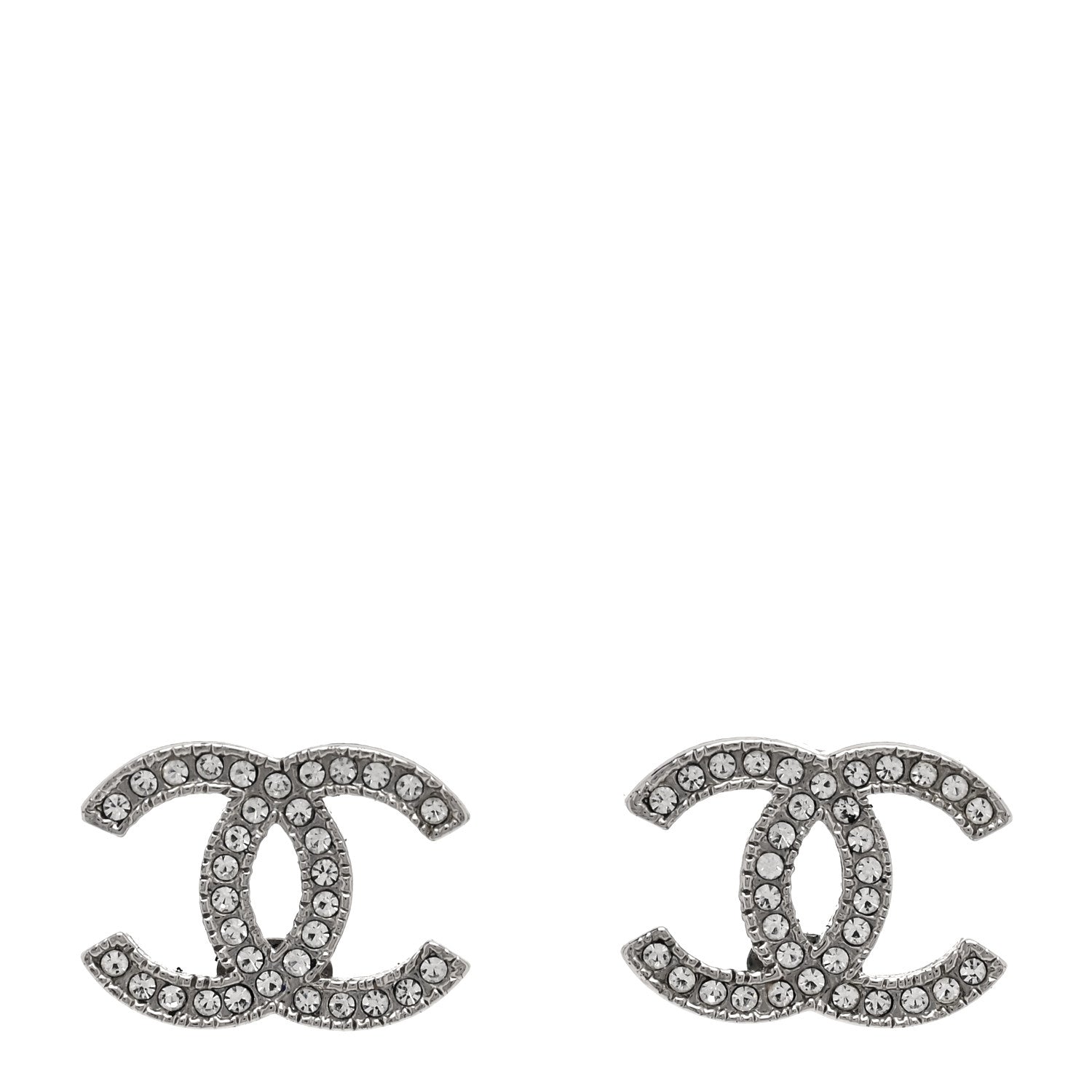 Chanel Crystal CC Earrings Silver 1 of 5