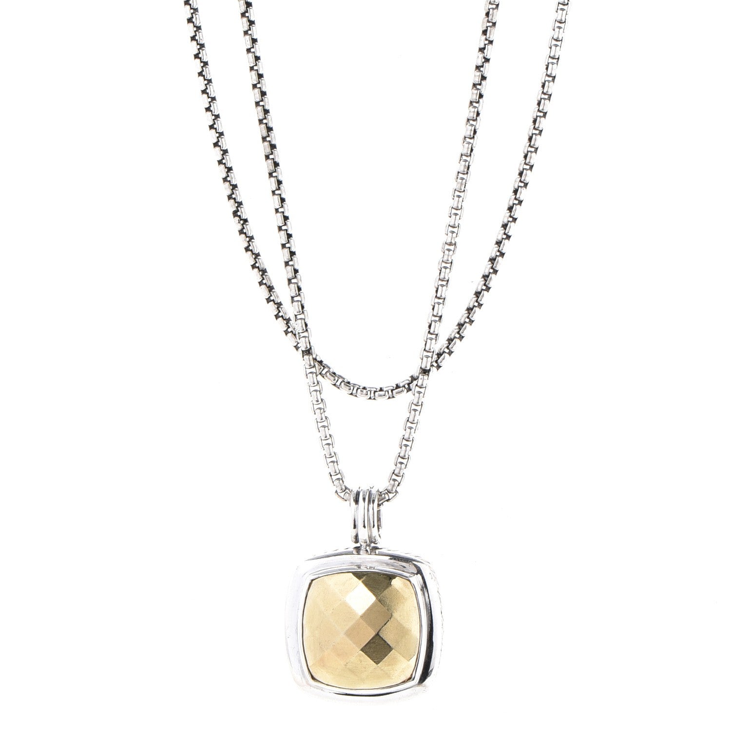 David Yurman Sterling Silver 18K Gold 19mm Albion Dome Pendant Necklace 1 of 6
