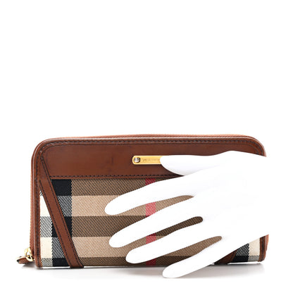 Burberry House Check Bridle Calfskin Ziggy Zip Around Wallet Dark Tan 2 of 10