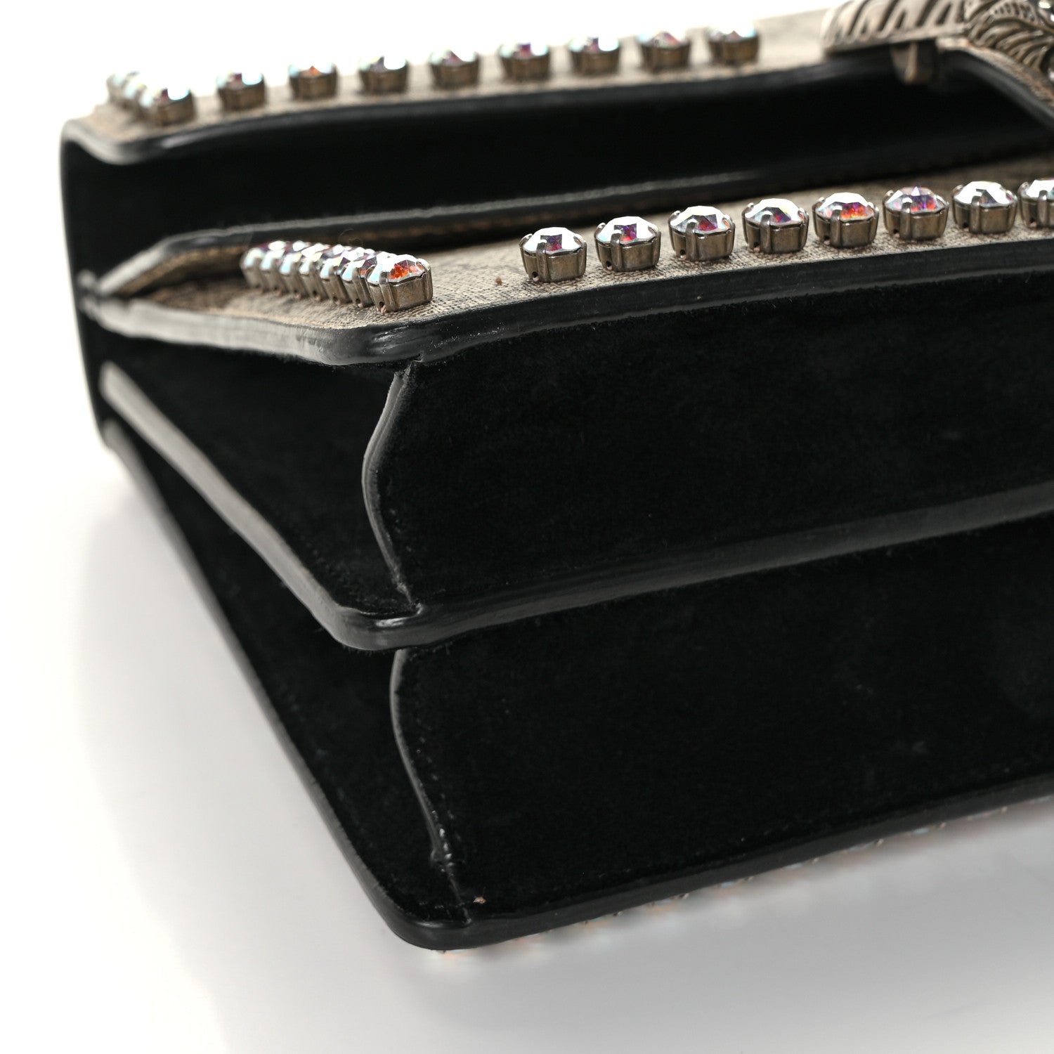 Gucci GG Supreme Monogram Crystal Small Dionysus Shoulder Bag Black 8 of 11