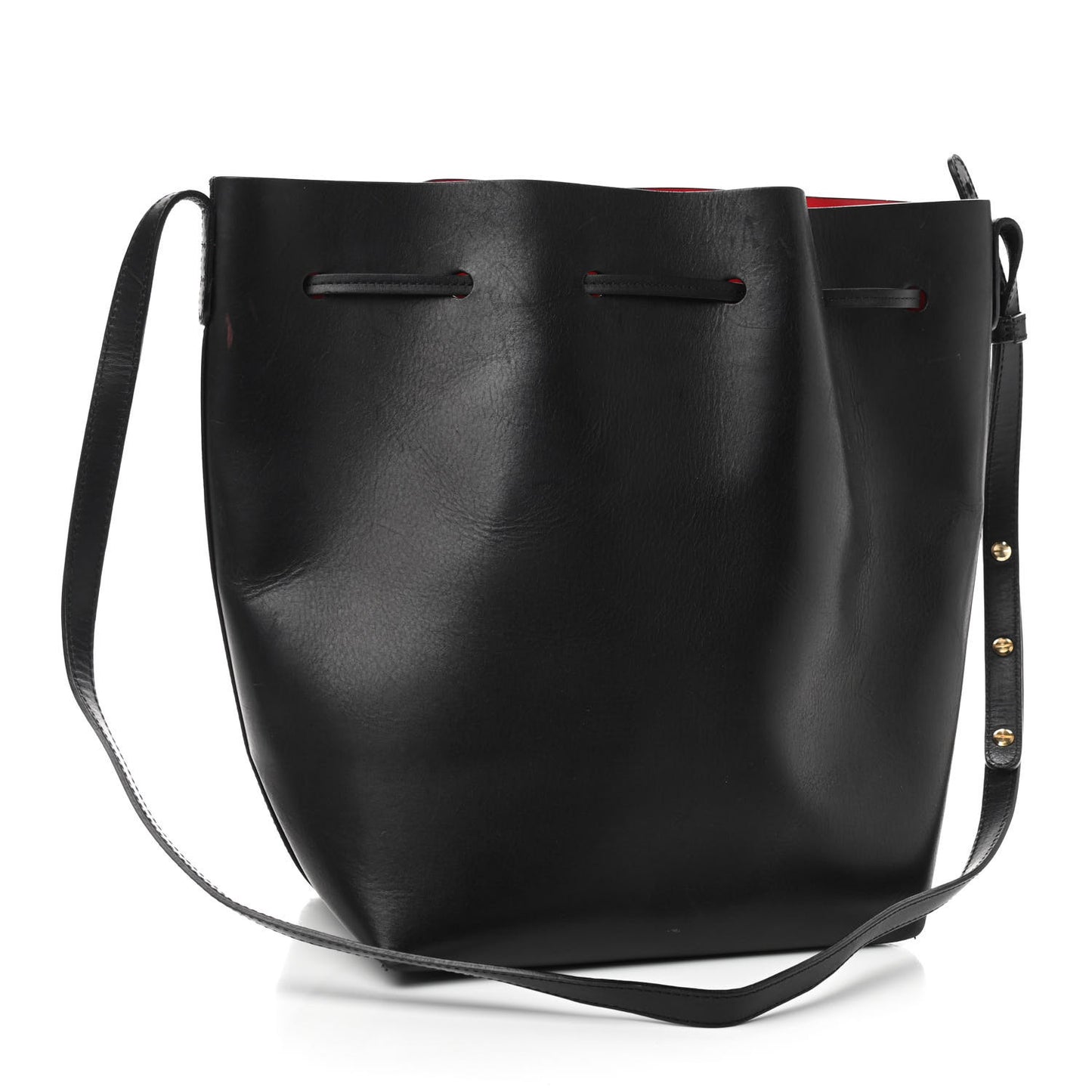Vegetable Tanned Calfskin Bucket Bag Black Flamma