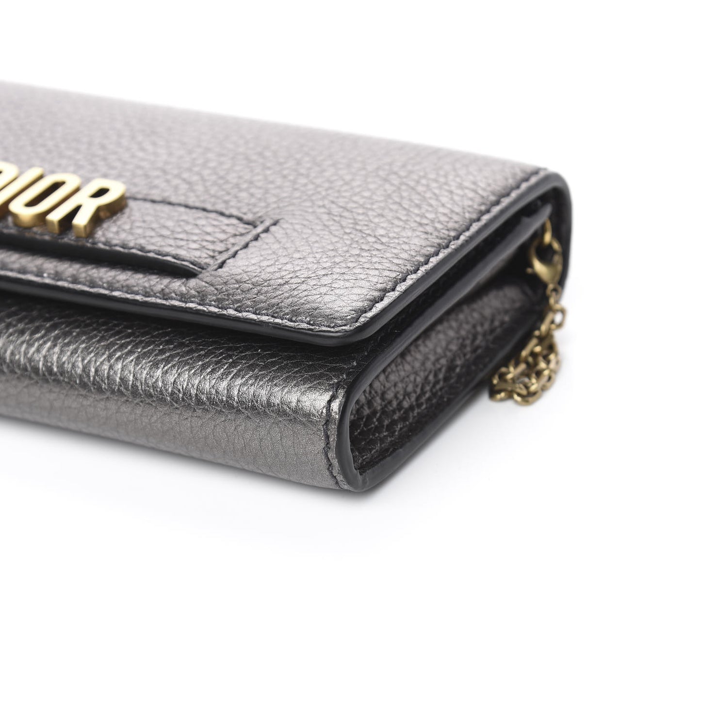 Metallic J'adior Croisiere Chain Wallet Dark Silver
