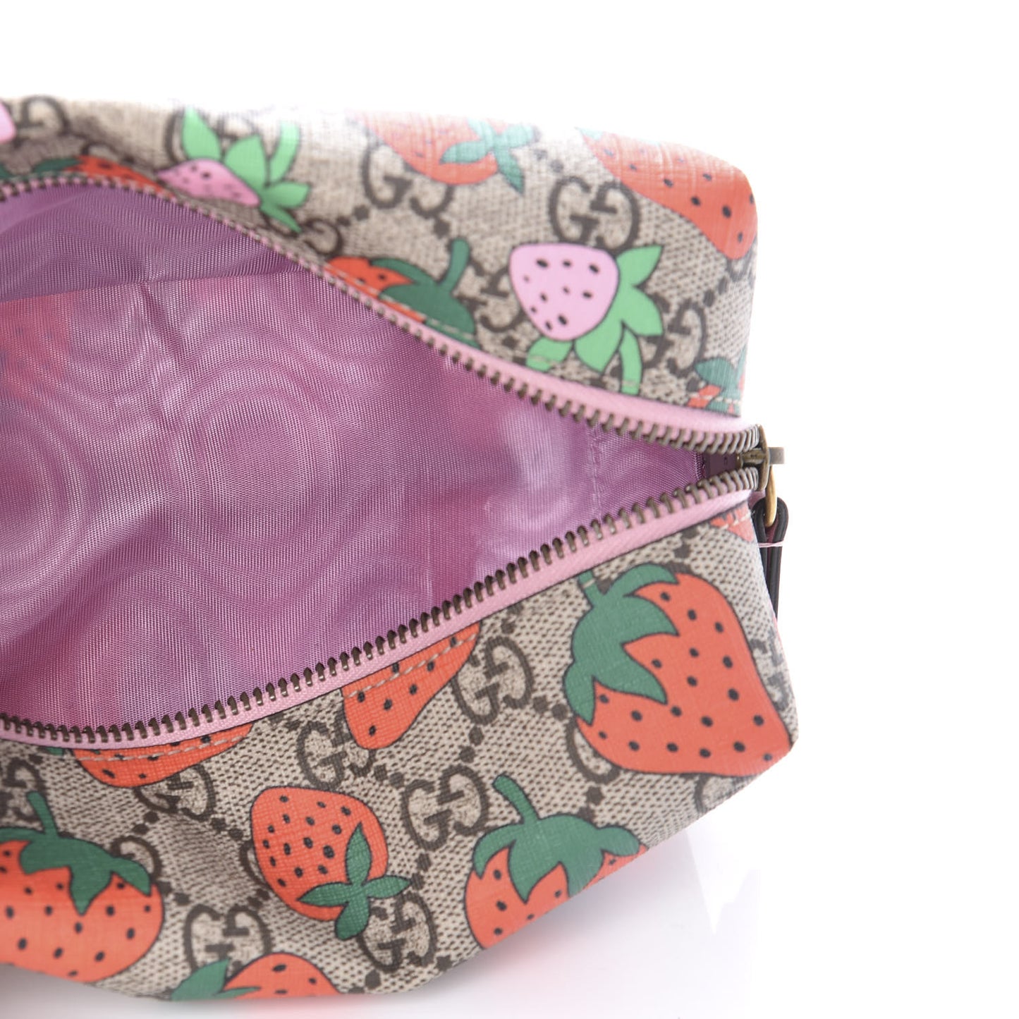GG Supreme Monogram Strawberry Cosmetic Case